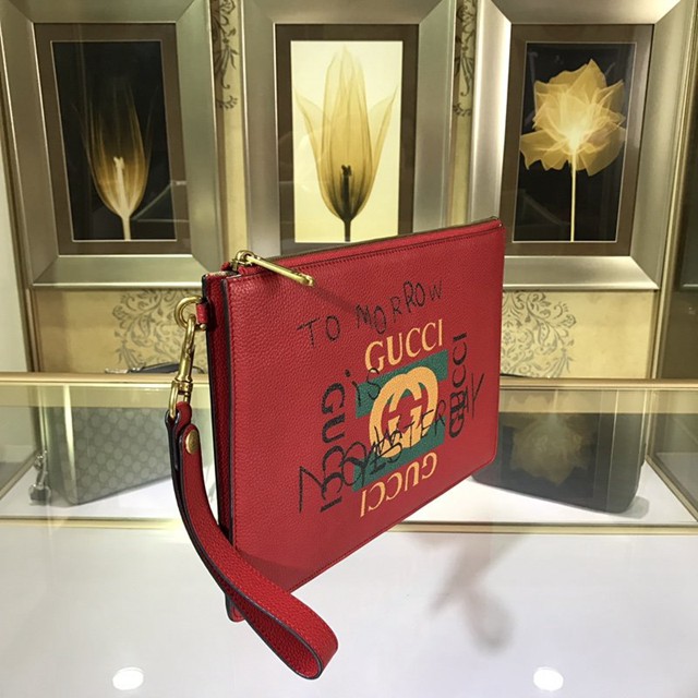 Gucci手包 494320 古馳男士大氣經典手拿包 古奇塗鴉印花手抓包  gqy2160